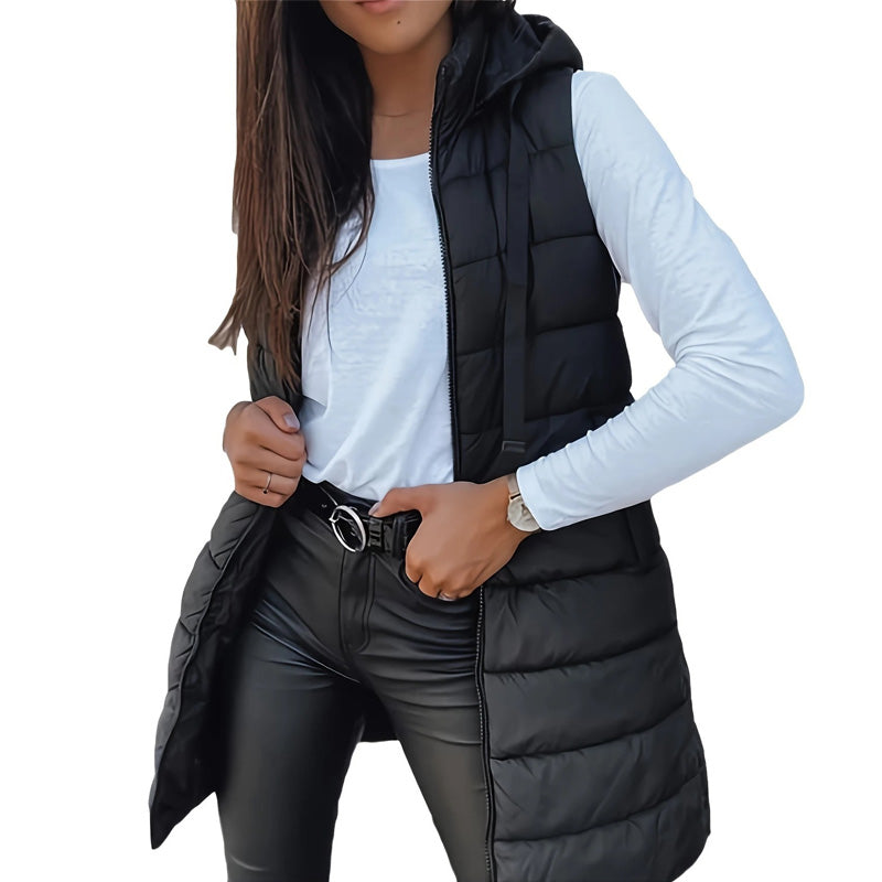 Women’s Zip-Up Long Puffer Vest