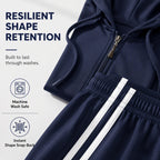 ✨ Sporty Everyday Comfort | Women's Striped Zip-Up Hoodie & Pants 2-Piece Set