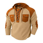 Men's Casual Waffle Knit Hooded Sweatshirt