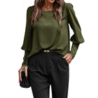 ✨ Elevated Everyday Style | Women's Lantern-Sleeve Relaxed Blouse
