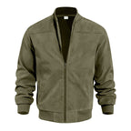🧥 Rugged Texture, Easy Layering | Men's Suede-Look Western Bomber Jacket