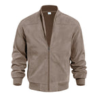 🧥 Rugged Texture, Easy Layering | Men's Suede-Look Western Bomber Jacket