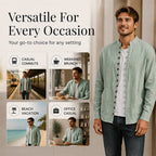 Men's Casual Long Sleeve Stand Collar Shirt