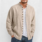 Men's Casual Long Sleeve Stand Collar Shirt