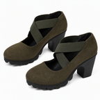 📢📢50% Off!!!🎉✨Women's Mary Jane shoes with a round toe, crisscross straps, block heel, platform, and cutouts, high heels