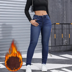 ❄️ Warm Denim Without the Bulk | Women's High-Stretch Plush-Lined Skinny Jeans