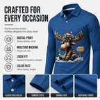 Men's Moose Print Long Sleeve Collared Top