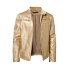 💯 Premium Look, Everyday Ease | Men's PU Leather Stand-Collar Zip-Up Jacket