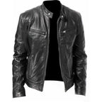 💯 Premium Look, Everyday Ease | Men's PU Leather Stand-Collar Zip-Up Jacket