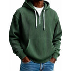 Men's Casual Half-Zip Corduroy Hoodie