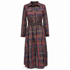 ✨ French-Inspired Elegance | Women's Plaid Cinched-Waist Pleated A-Line Dress