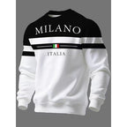 Milano Italia Style, Bold Contrast | Men's Striped Graphic Sweatshirt