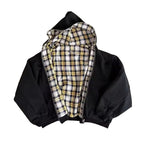 Unisex Reversible Plaid Zipper Hooded Jacket
