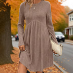 💃 Flattering Shape, Effortless Style | Women's Ribbed-Knit A-Line Midi Dress