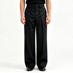 💼 Tailored Waist, Effortless Drape | Men's Double-Breasted High-Waist Pants