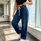 👖 Adjustable Waist, Flattering Wide-Leg Drape | Women's Drawstring Jeans