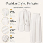 Women's Shawl Collar Blazer & Wide-Leg Pants Set