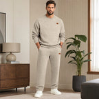 Men's Jacquard Letter Sweatshirt & Drawstring Pants Set