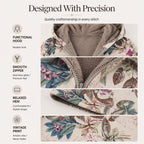 🍂 Artistic Everyday Style | Women’s Vintage Leaf Print Hooded Coat