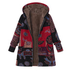 🍂 Artistic Everyday Style | Women’s Vintage Leaf Print Hooded Coat