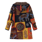 🍂 Artistic Everyday Style | Women’s Vintage Leaf Print Hooded Coat