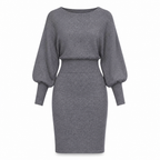 ✨ Defined Waist, Elegant Batwing Drape | Women's Ribbed Knit Midi Dress