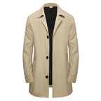 ✨Men's Minimalist Single-Breasted Mid-Length Coat – Clean Lines, Modern Fit, Everyday Elegance
