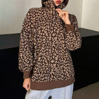 🐆 Bold Leopard Print, Easy Quarter-Zip Style | Women's Sweatshirt