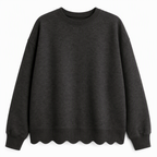 Women's Scalloped Hem Crew Neck Sweatshirt