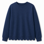 Women's Scalloped Hem Crew Neck Sweatshirt