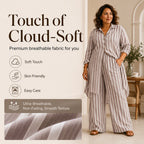 Women's Striped Longline Shirt & Wide-Leg Pants Set