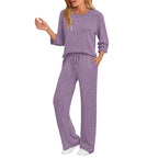 🔥🖤Black Friday Sale:50% OFF🖤👍✨Women's 2026 UK Ribbed Knit Top & Straight Pants Set