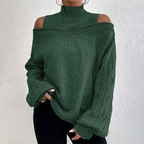 🍂🔥Women’s Fashion High Neck Off-Shoulder Knit Sweater