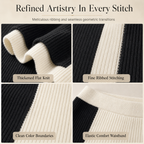 Women's Autumn Winter Color Block Knit 2-Piece Set Thickened Pullover Sweater and Skirt