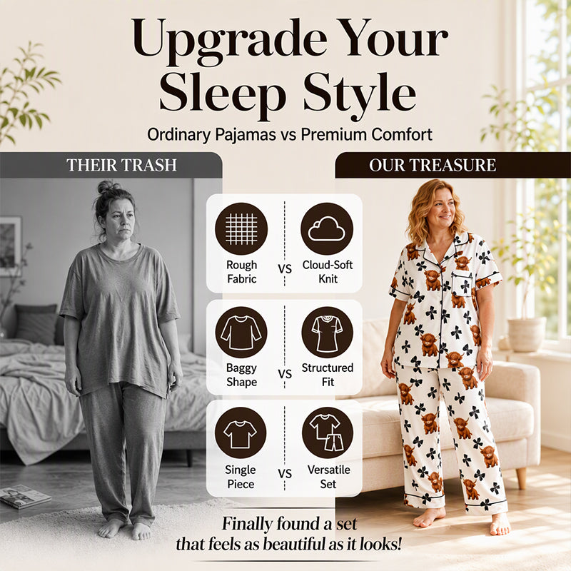 🐮 Women's Highland Cow Print 3-Piece Pajama Set ✨ – 50% OFF | Cozy Lounge & Sleepwear | Free Shipping 🚚✨
