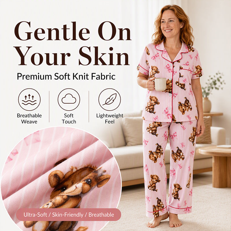 🐮 Women's Highland Cow Print 3-Piece Pajama Set ✨ – 50% OFF | Cozy Lounge & Sleepwear | Free Shipping 🚚✨