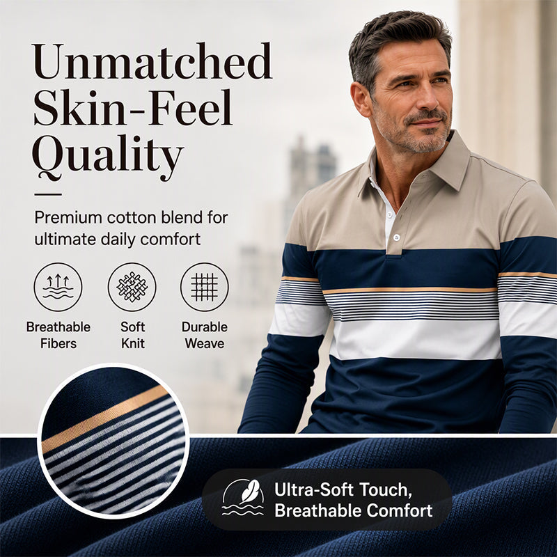 ⏰Limited-time 50% OFF|Men's Classic Color-Block Striped Top