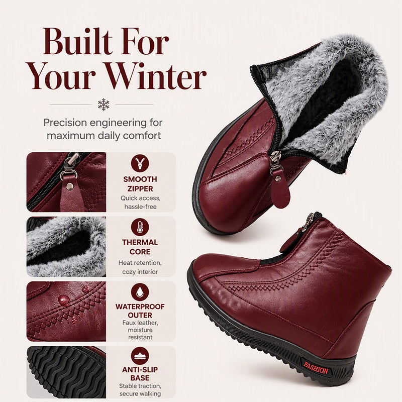 ❄️🛍️ Non-slip, comfortable & elegant – Natural Leather Ankle Boots