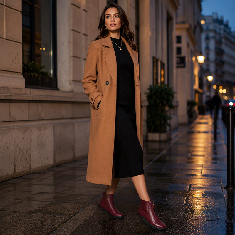 ❄️🛍️ Non-slip, comfortable & elegant – Natural Leather Ankle Boots