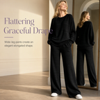 ⚡Free Shipping🌸Women's Autumn Winter Ribbed Knit Two Piece Set Casual Long Sleeve Top and Wide Leg Pants
