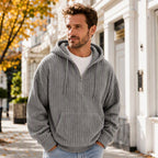 Men's Casual Half-Zip Corduroy Hoodie