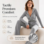 Women's Ribbed Hooded Zip-Up Jacket & Flare Pants Set