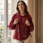 ✨ New Collection 💎 Women's Paisley-Print Hoodie with Drawstring – Comfortable Casual Sweatshirt with a Trendy Look