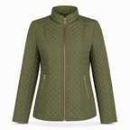Women's Lightweight Quilted Padded Zipper with Stand Collar for Spring and Winter