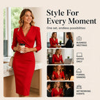 Women's V-Neck 3/4 Sleeve Blazer Dress