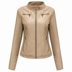 Women's Faux Leather Biker Lightweight Short Motorcycle Coat for Spring and Autumn