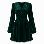 Women's Solid Color Velvet V Neck Long Sleeve Maxi Dress