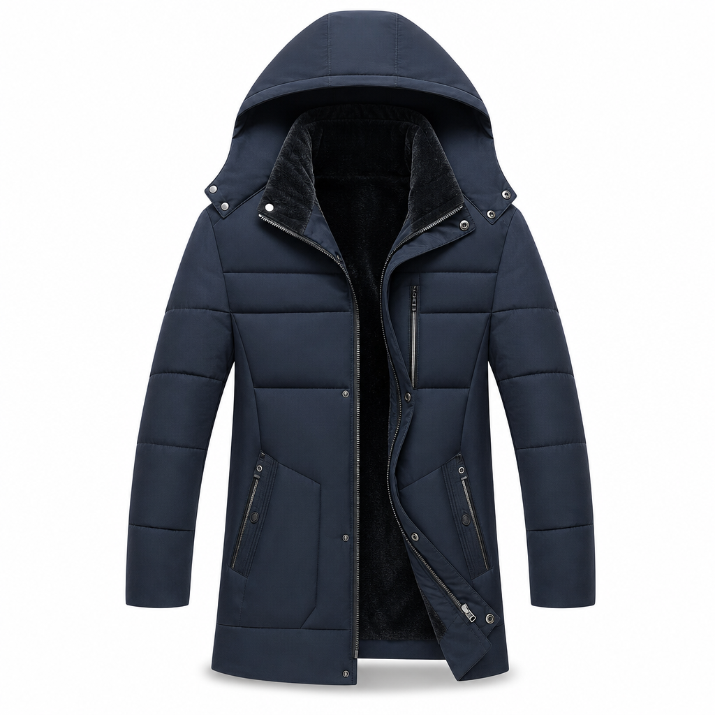 🖤 ❄️ Men's Mid-Length Winter Padded Thickened Business Casual Cotton Coat for Middle-Aged Men