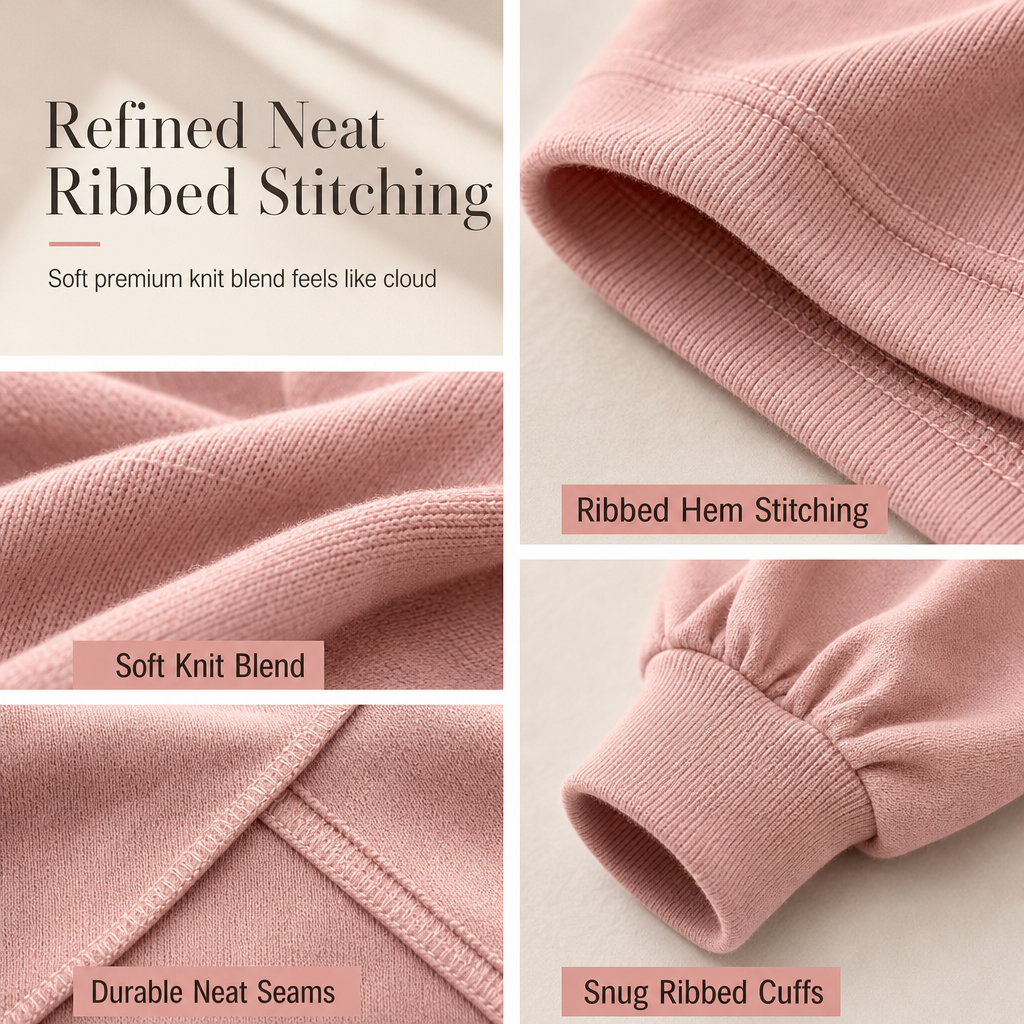 Women's Casual Two-Piece Knit Lounge Set with Mock Neck Long Sleeve Sweatshirt and High-Waisted Wide-Leg Pants