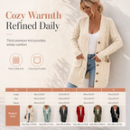 Women's Long Single Breasted Knitted Cardigan Sweater Casual Outerwear Coat for Autumn and Winter